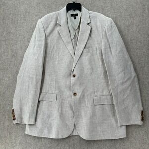 Club Room Luxury Men's 100% Linen 2-Button Blazer Sport Coat Beige Size XL